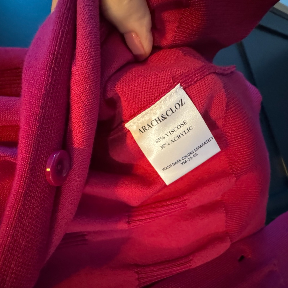 New Hot Pink Cardigan Sweater - Picture 4 of 8